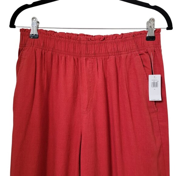 Old Navy Size S Deep Terracotta Elastic Waist Pull On Linen Blend Pants, NEW - Picture 2 of 14